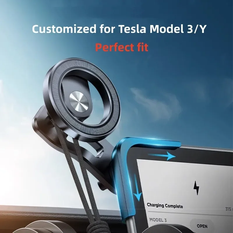 For Tesla Model 3/Y Magnetic Car Phone Holder GPS Screen Fixed 360° Rotation Phone Mount for Car Magesafe For iPhone 12 13 14