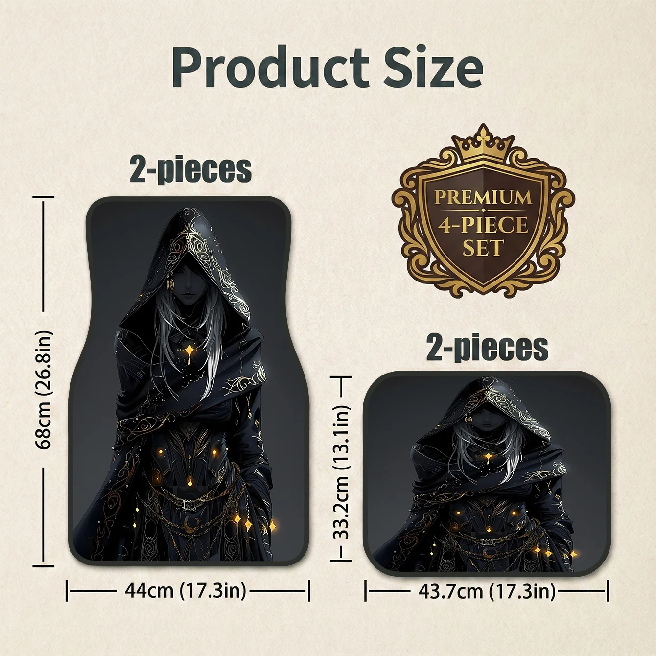 Set Of 4 Premium Car Mats In Costume Robe Style | Stylish Interior Accessory, Fits Most European Cars, Easy Maintenance & Durabl