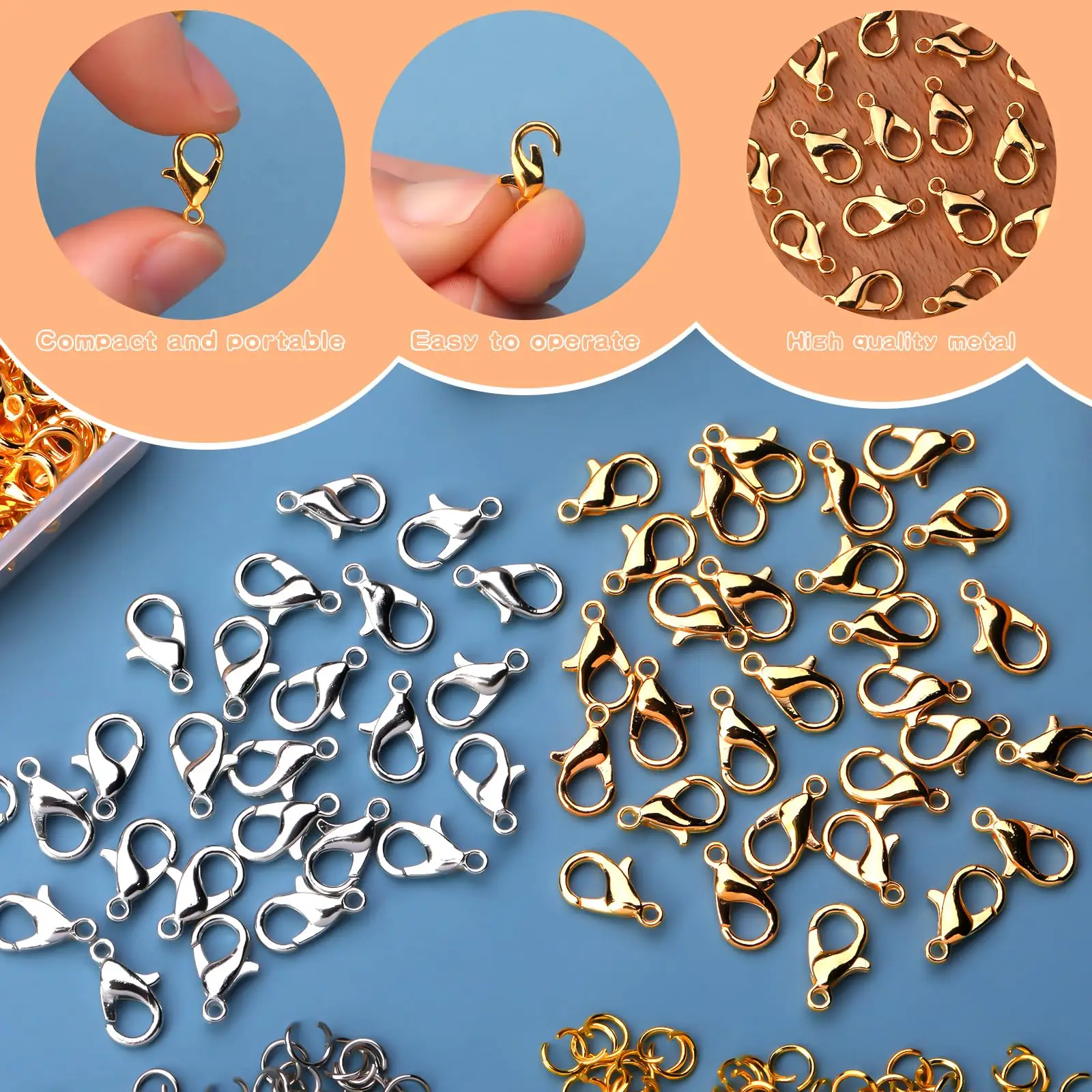 500Pcs Jewelry Making Kit Multi Color Lobster Clasps And Open Ring with Box For DIY Jewelry Making Accessories Supplies Kit - view 5