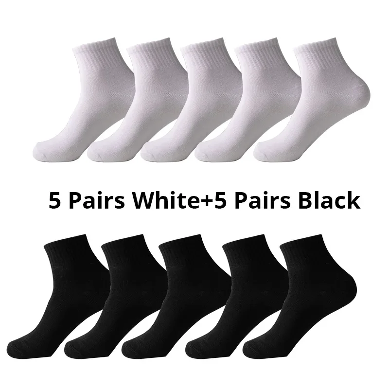 10 Pairs Men's Breathable Comfortable Socks Office Casual Business Sock for Sneakers Shoes Stocking Work Socks For All Seasons