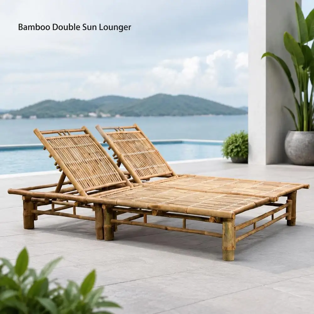 Chaise longue double en bambou