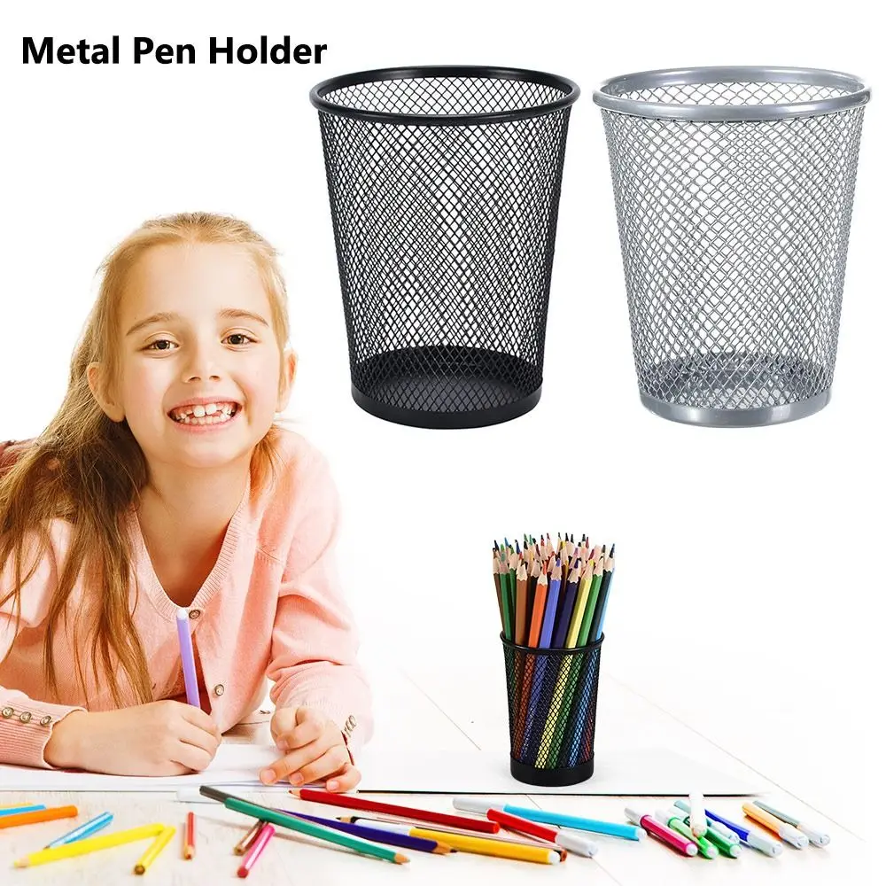 

Multifunctional Metal Pen Holder Mesh Conical Desktop Storage Box Stackable Storing Stationery Organizer Students