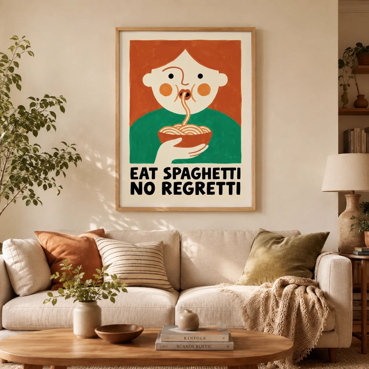 Eat Spaghetti No Regretti Poster,Canvas Wall Print,High‑Grade Home Decoration Artwork for Bedroom,Living Room,Office & Interior