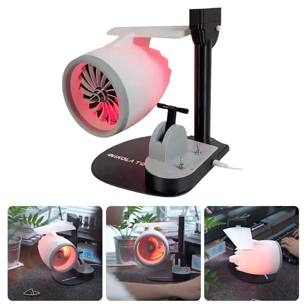 

Creative Turbo Desktop Fan Turbofan Upgraded Engine Model Jet Mini Fan USB Fan With Atomization Red Light Tail Flame Device