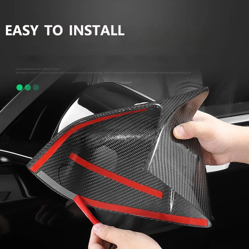 Car Wing Side Rearview Mirror Cover Cap Fit For Tesla Model Y 2020 2022 2023 Carbon Fiber Look External 2 Pcs Car Accessories