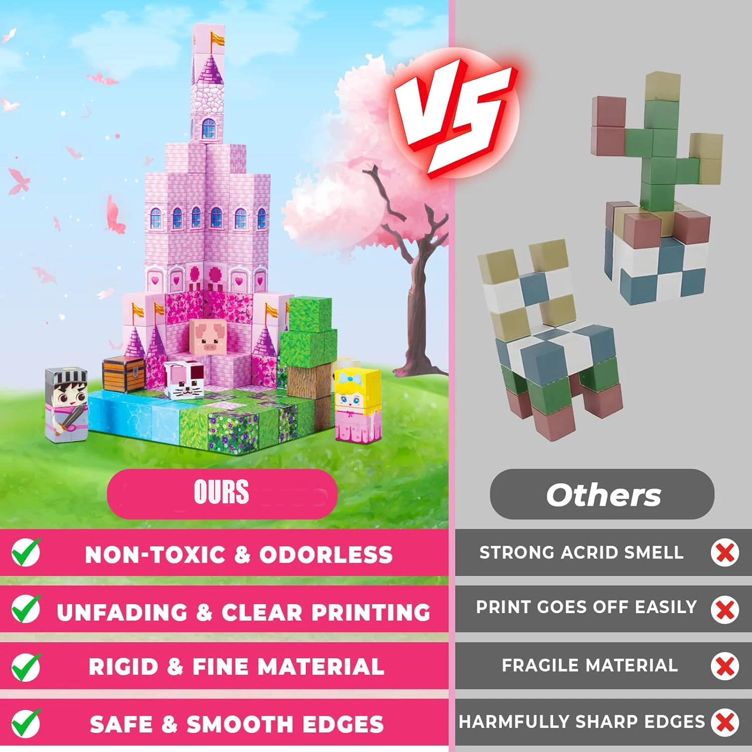 Blocs magnétiques portables 3D pour enfants, ensemble de Construction de château de princesse, jouet éducatif sensoriel STEM pour cadeau de Puzzle d'anniversaire