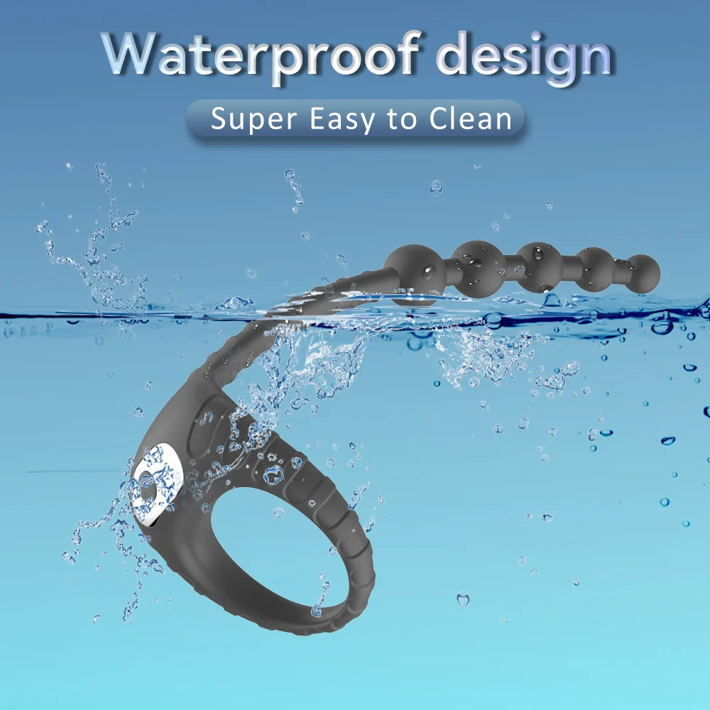 Nuevo anillo para pene, anillo retardante de eyaculación con cuentas anales y enchufe, vibrador Unisex, juguete sexual para adultos para parejas, accesorios sexuales 18+