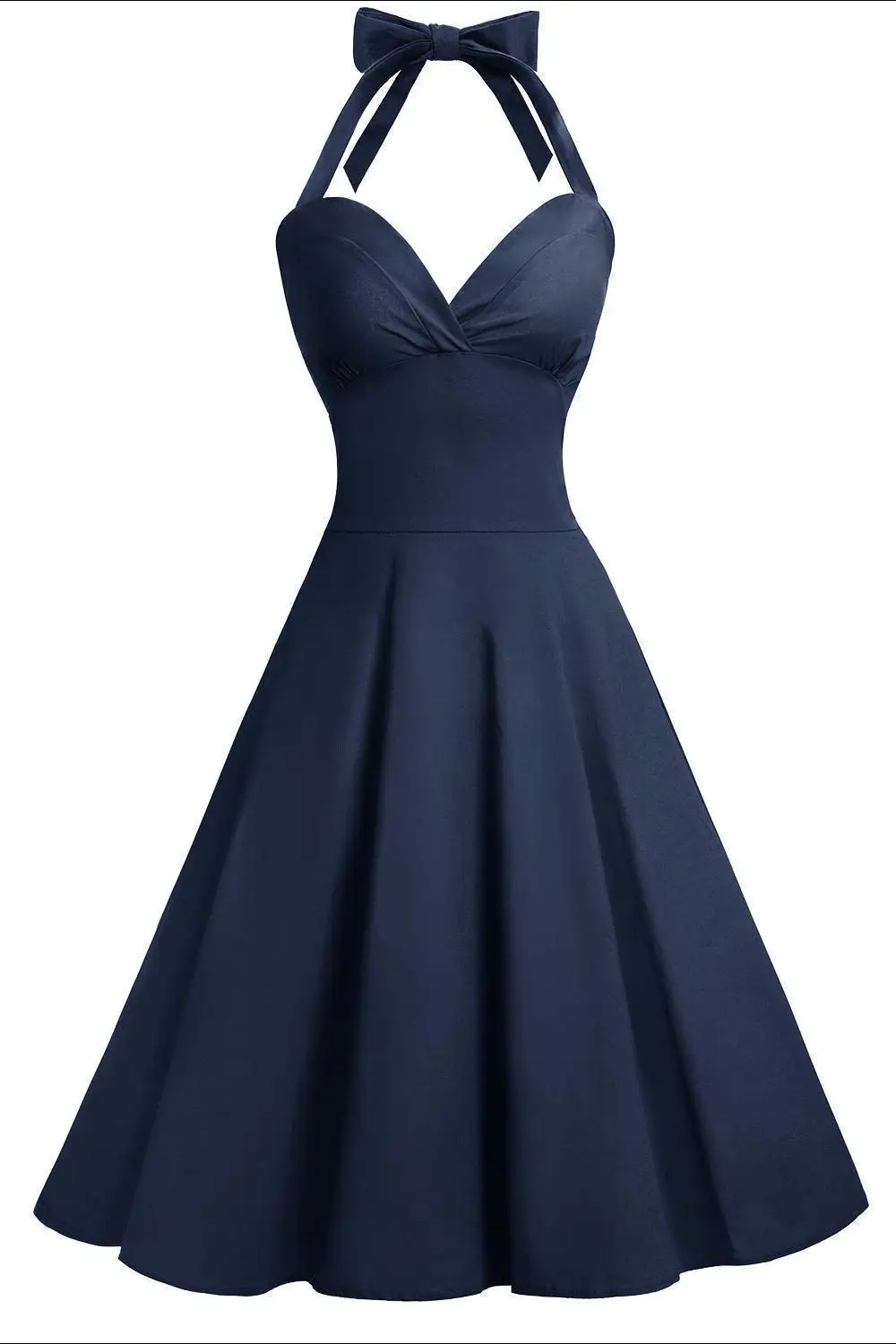 BABYONLINE 50s Audrey Hepburn Halter Vestido para Mulheres Vintage Tie Button Swing Vestidos Pinup Rockabilly Cocktail Party Dress