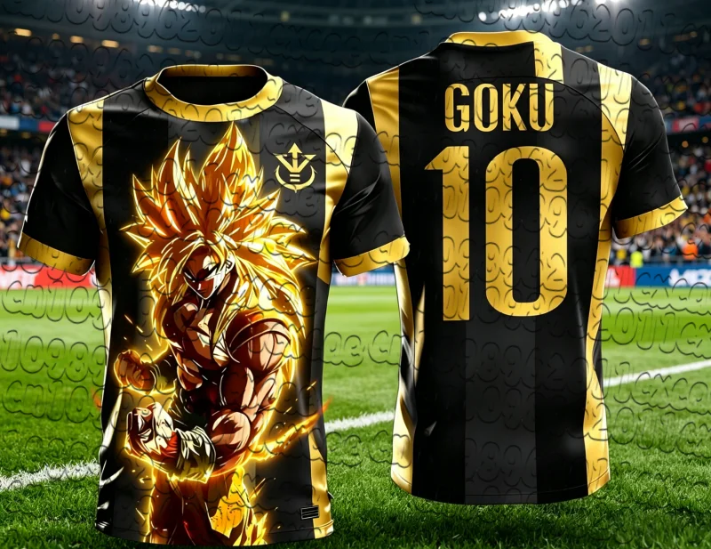 Summer Retro Dragon Ball Comic Quick Dry SSJ3 Goku No.10 Striped Jersey Unisex Round Neck Sports Short Sleeve Printed T Shirt