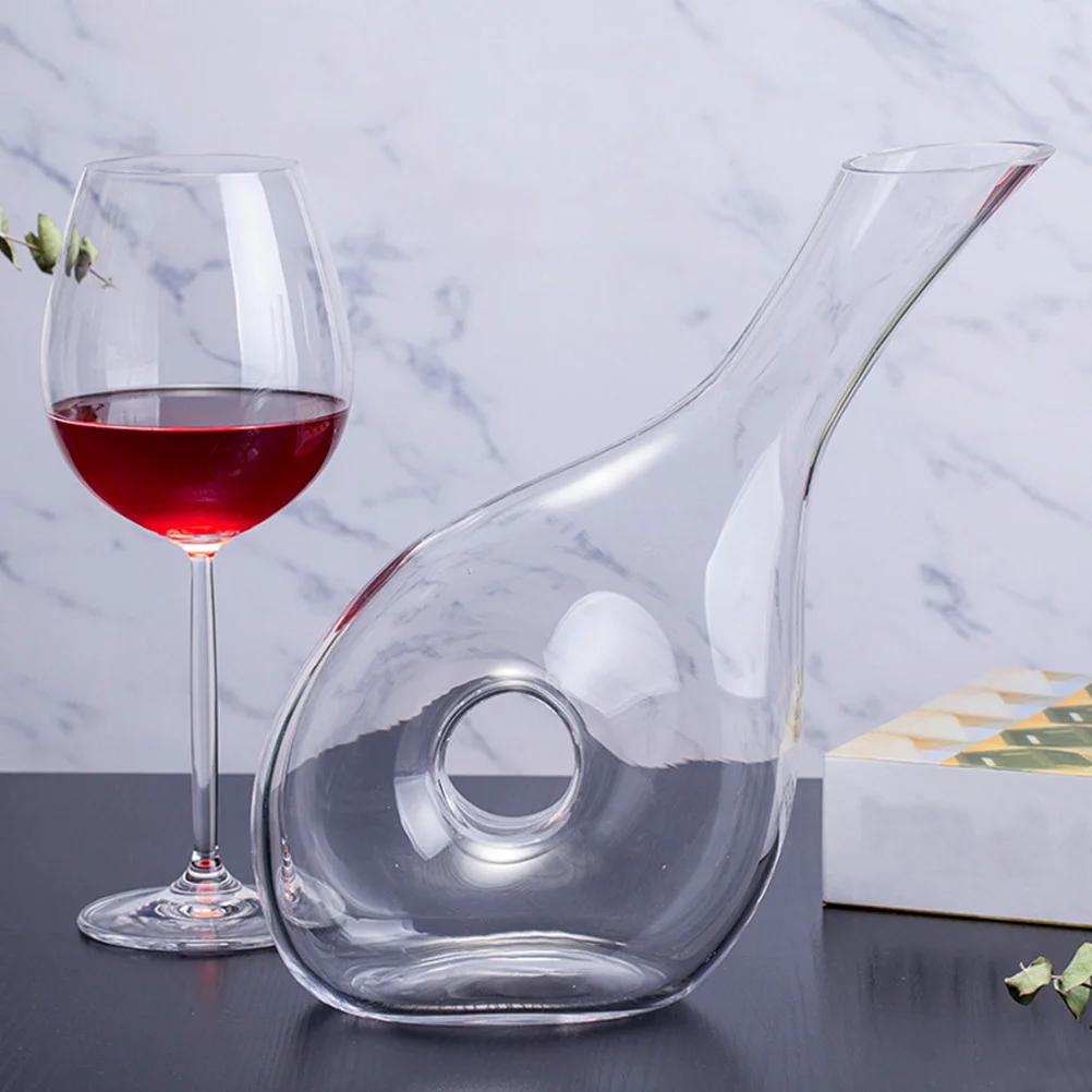 

1Pcs Crystal Glass Wine Decanter Creative Design for Better Flavor and Bouquet Flat Bottom Stable Home Bar Use Red White Wine