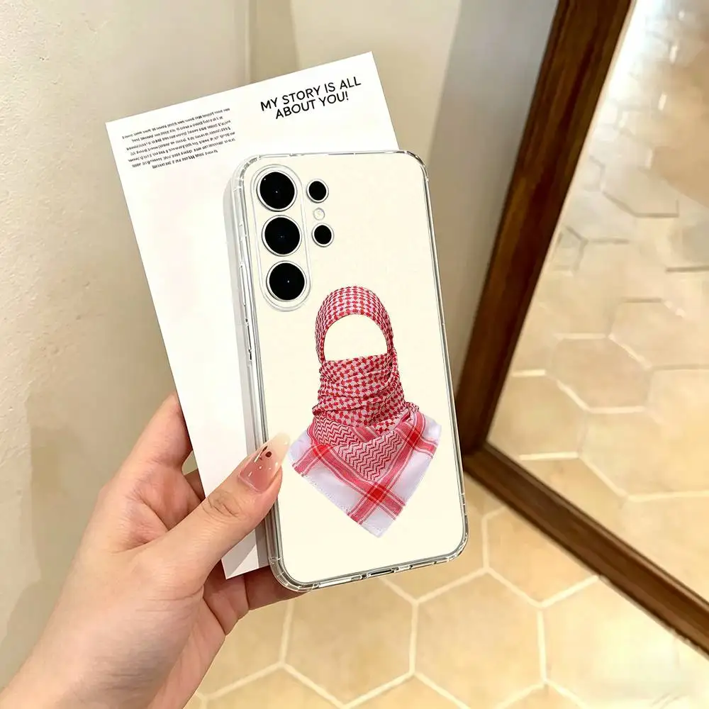 Exotic Arab Hattah Keffiyeh fashion Clear Hard Phone Case For Samsung S25,24,23,22,21,10,9,Ultra,Plus,Lite Transparent Cover view 3