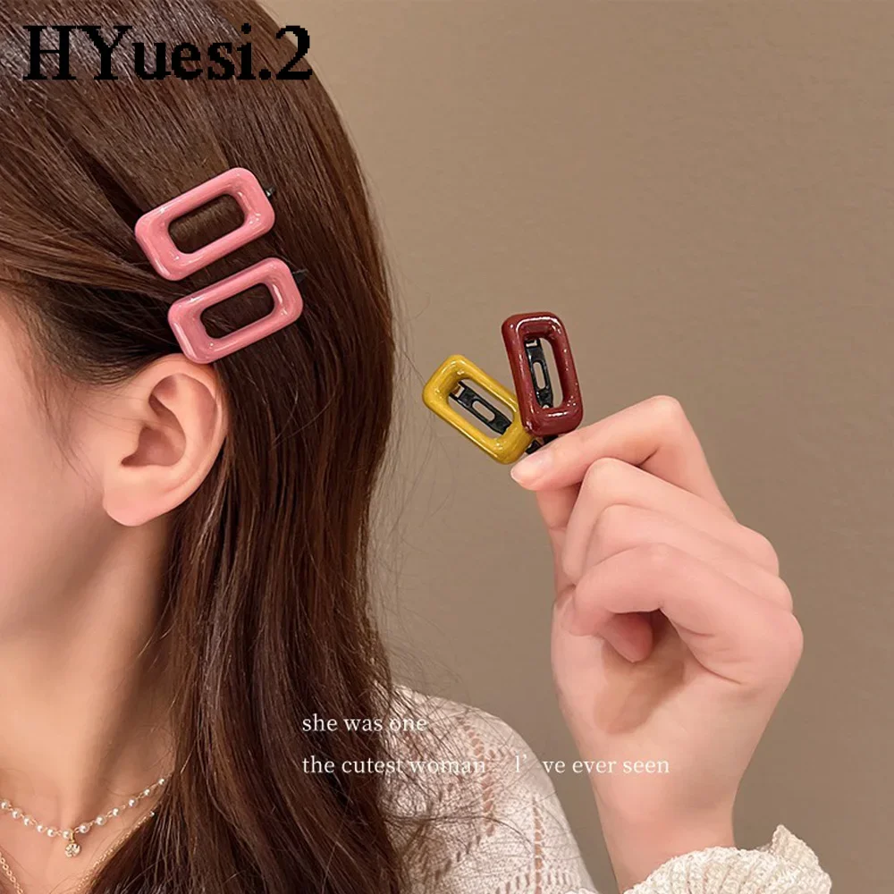 2pcs/Set Candy Color Geometric Hairpins Colorful Small BB Snap Hair Clip Toddler Bangs Side Barrettes For Baby Girls