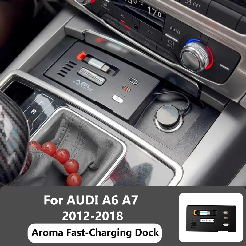 Car Aroma Diffuser Fast Charging Dock For Audi A6L A7 S6 S7 RS6 RS7 2012-2018 Scent Diffuser C7 Cigarette lighter plug & play