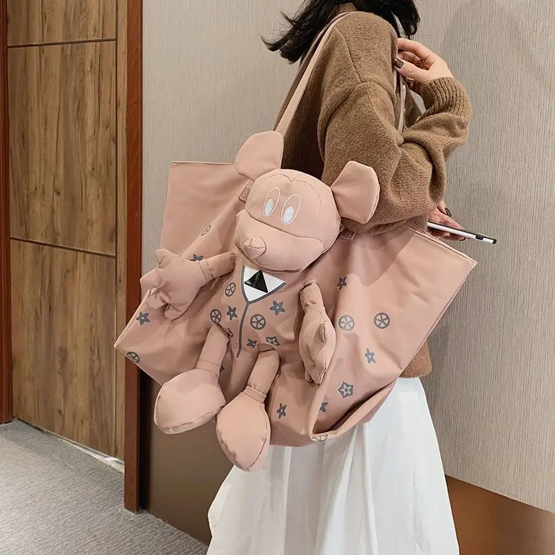 

Disney Mickey Armpit Bag Student Tote Bag 2024 Autumn And Winter New Tide Large Capacity Cloth Bag Bag Cute Bear Shoulder Bag