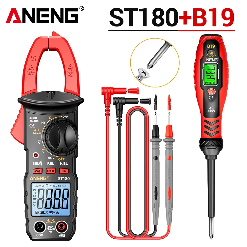 

Clamp Meter multimeter ST180 +B19 Voltage Tester Pen 4000 Count AC/DC Voltage NCV Voltage Detector Diagnostic Breakpoint Finder