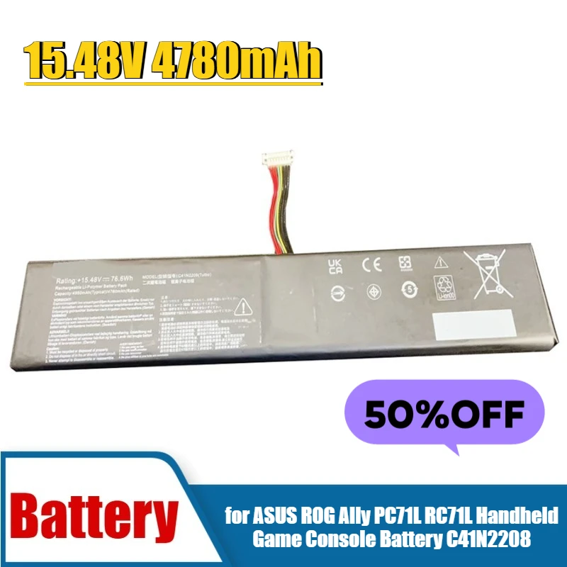 Batteria per console di gioco portatile ASUS ROG Ally PC71L RC71L da 15,48 V 4780 mAh C41N2208