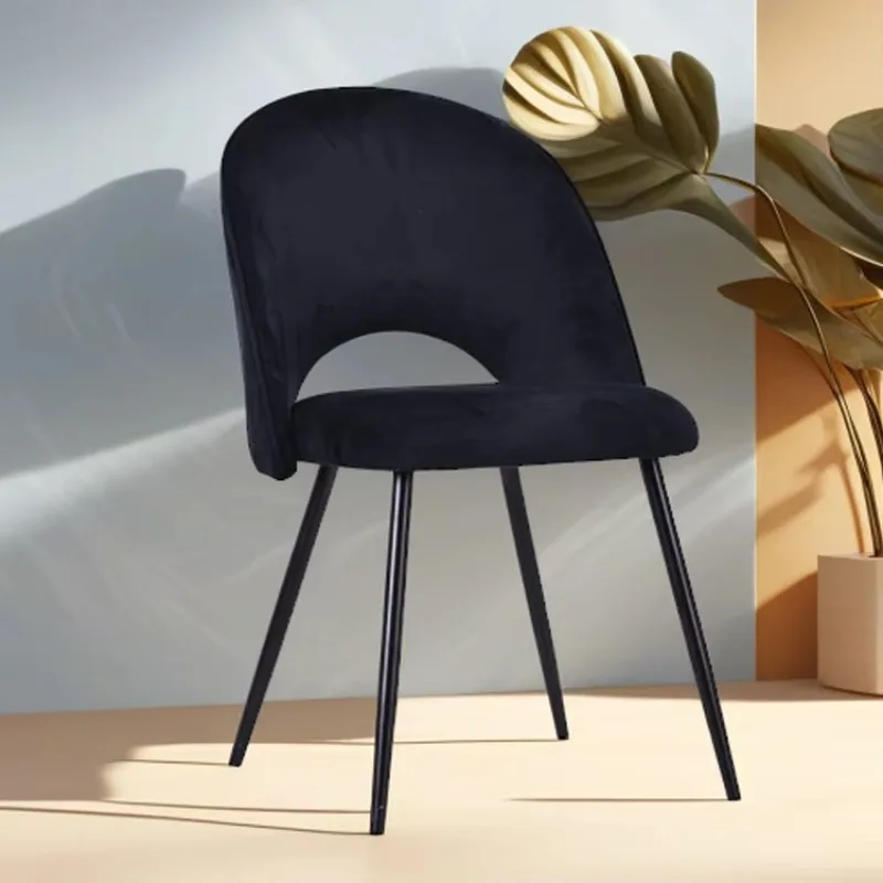 Modern Luxury Restaurant Kitchen Hotel Metal Legs Fabric Upholstered Velvet Fabric Dining Chairs for Table