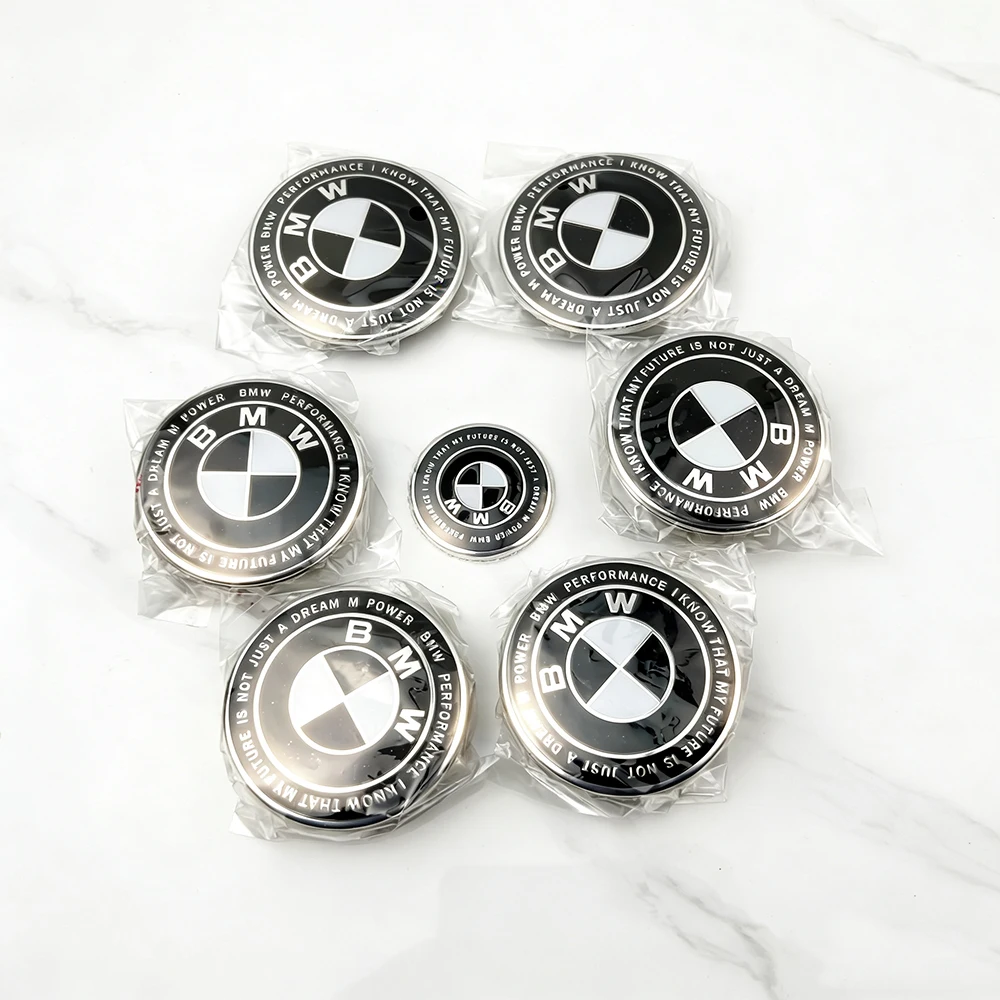 7Pcs Car Wheel Center Caps Fiber Black Car Hood Front Rear Trunk Emblem For BMW F20 E36 E46 X6 M4 E60 E93 E87 G01 G20 X3 X5 F30 - view 6