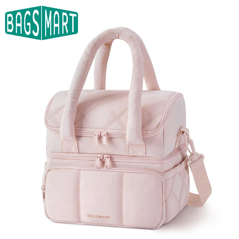 

BAGSMART Insulated Lunch Bag for Women Double Deck Leakproof Lunch Box 11.8 Liters Cooler bag for Work Picnic Travel