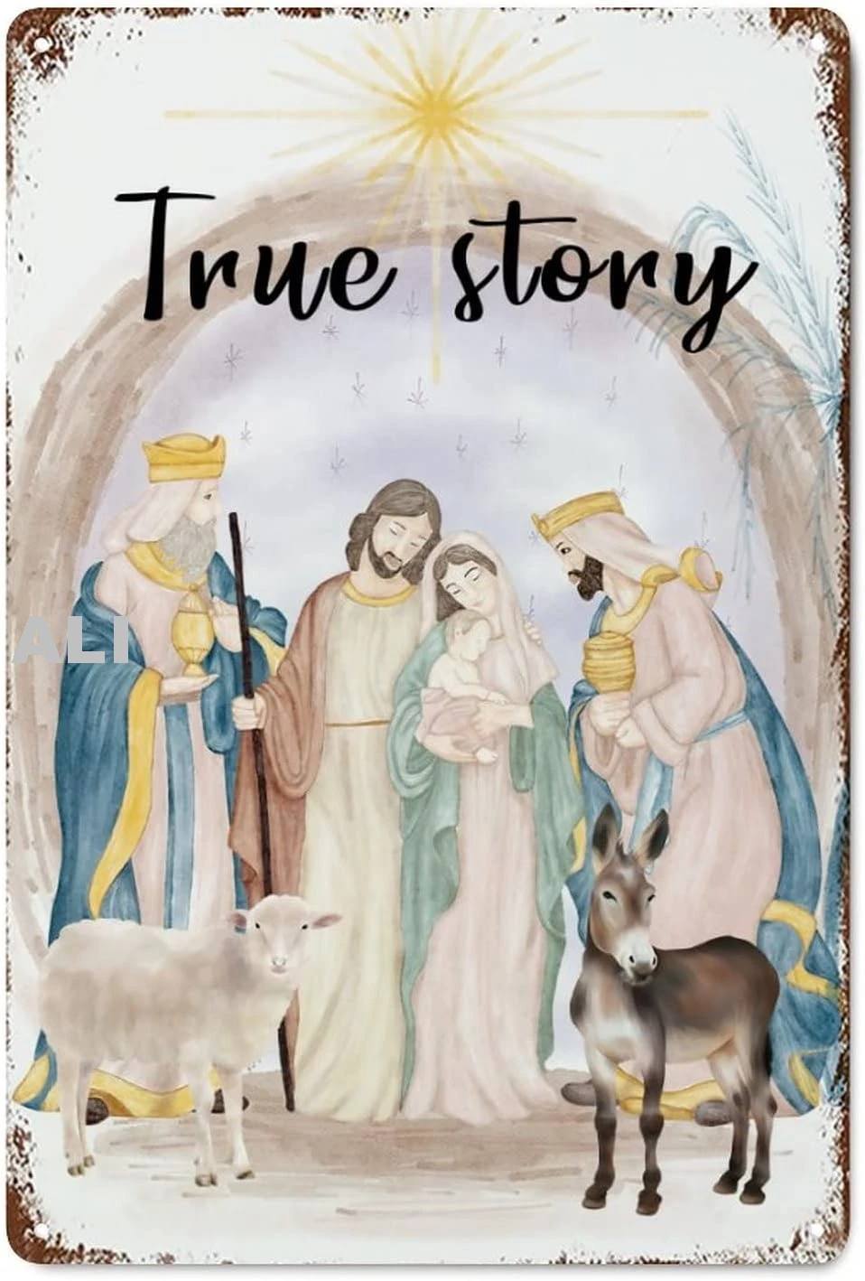 Religious Christian Nativity Scene Jesus Metal Signs Vintage Jesus Christmas Tin Sign Wall Plaque for Garage Man Cave Bedro sign