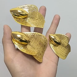 2025 New Style Gold-Plate Bee Wing Shape Ring and Earrings 2Pcs Set for Women Luxury Jewelry Set for Party