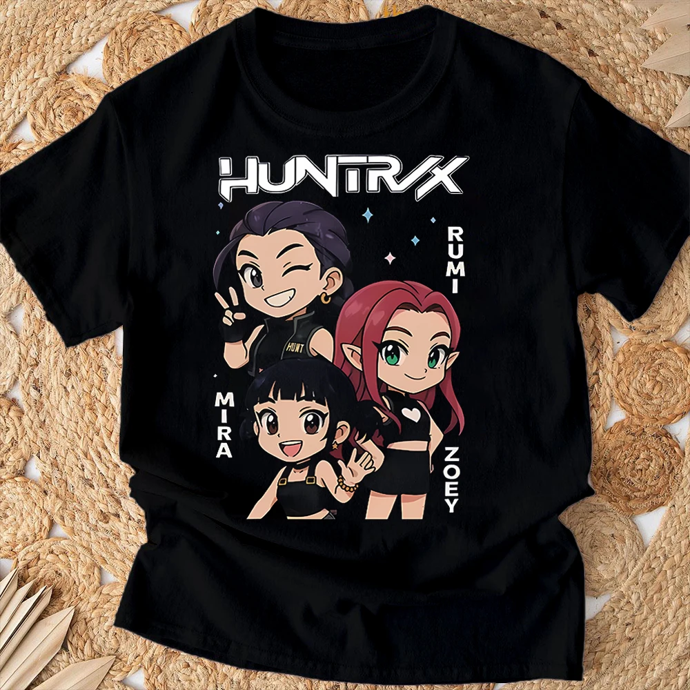 

New Pure Cotton Kpop Demon Hunter T-shirt Casual High-definition 3D Printed Monster Hunters Pattern T Shirt Y2k Breathable Tops