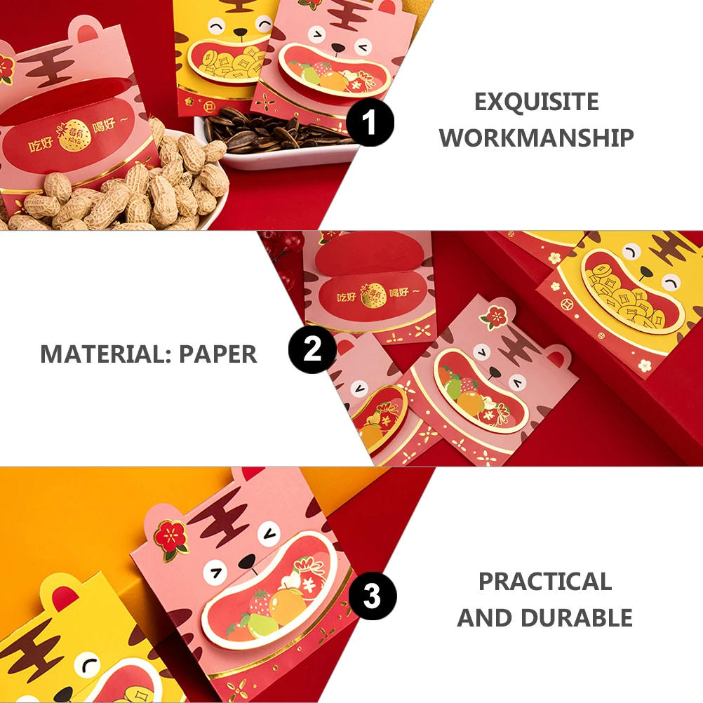 

6Pcs Spring Festival Red Envelopes Chinese New Year Pockets Auspicious Prosperous Gifts Money Pocket New Year Red Packets
