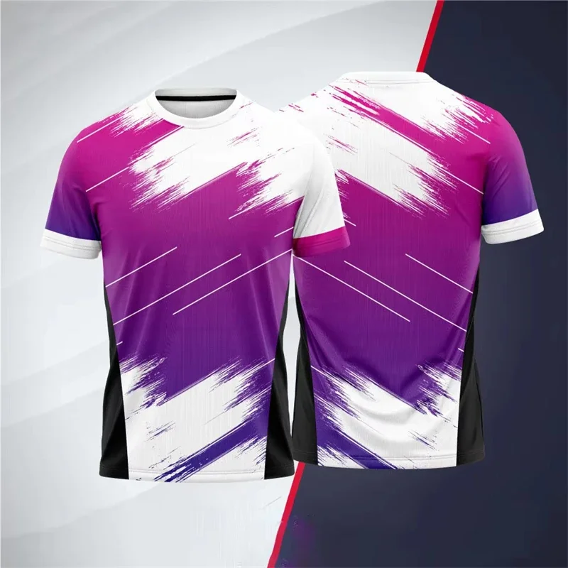 Einfache Sport-Tennisuniformen Sommermode Schnelltrocknend 3D-Druck Übergröße Kurzarm-T-Shirt Lässiger Rundhalsausschnitt Atmungsaktive Unisex-T-Shirts – Detail 5