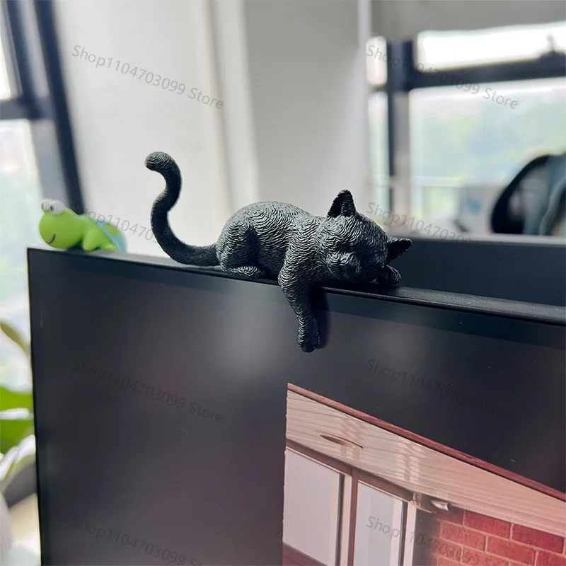 Niedliche Katzen- und Gänse-Dekofigur Mini-Katzenfigur Schreibtisch-Deko Süßes Tier-Ornament für Computerbildschirm Büro- und Heimdekoration – Detail 7