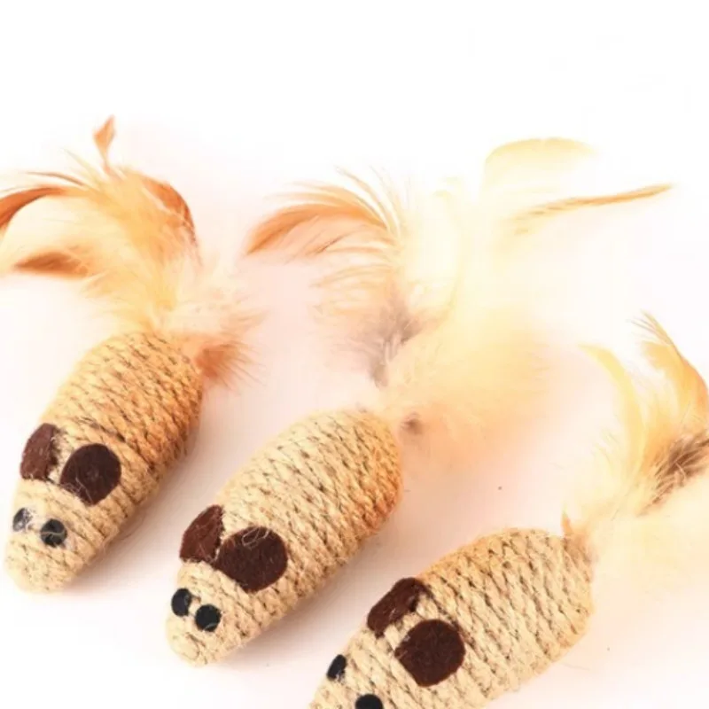 Sisal False Mouse Cat Toy Bite Resistance Stuffed Toy Interactive Cat Toy Simulation Mice Kitten Self-Playing Toy Pet Supplies image 6