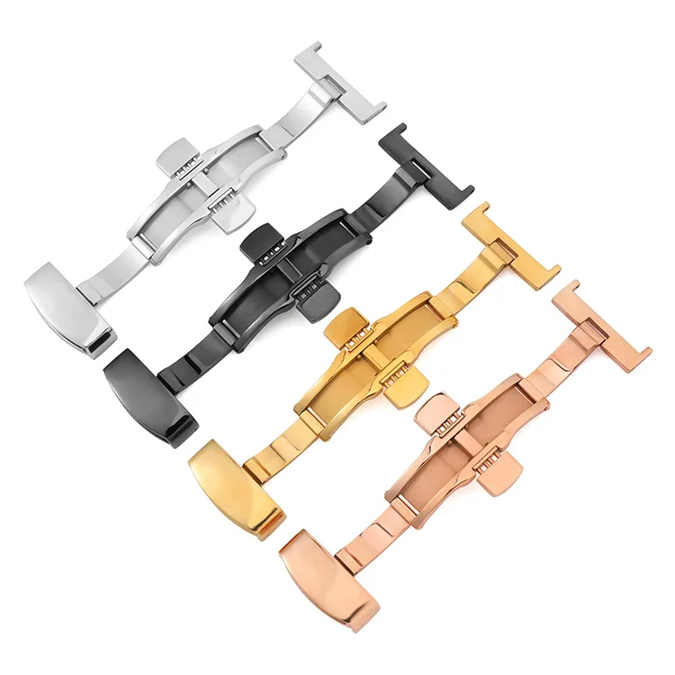 316L Stainless Steel Butterfly Buckle 16mm 18mm 20mm Folding Clasp for Leather Strap Nylon Band for Samsung for Huawei Men Women