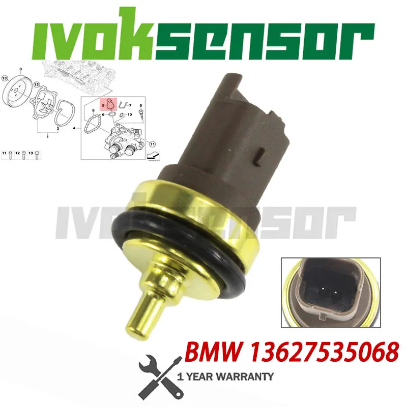 Engine Coolant Temperature Sensor Switch For Mini R55 R56 1.6L 2007-2014 Citroen C3 C4 Cooper One Clubman Cabrio 13627535068