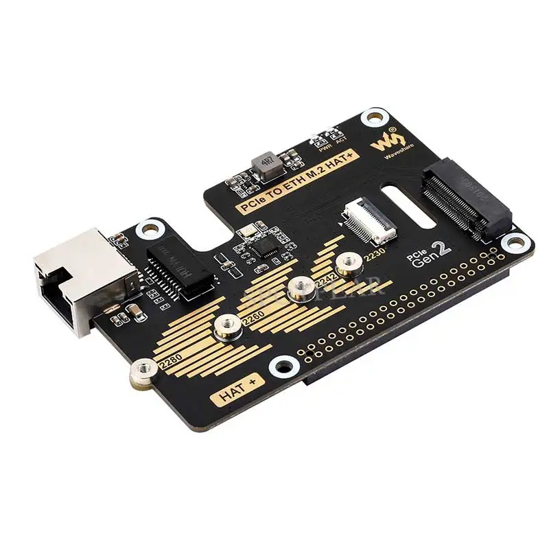 Raspberry Pi 5 PCIe to M.2 NVME SSD And Gigabit Ethernet RJ45 HAT RTL8111H M_KEY For 2230/2242/2260/2280 - Image 2
