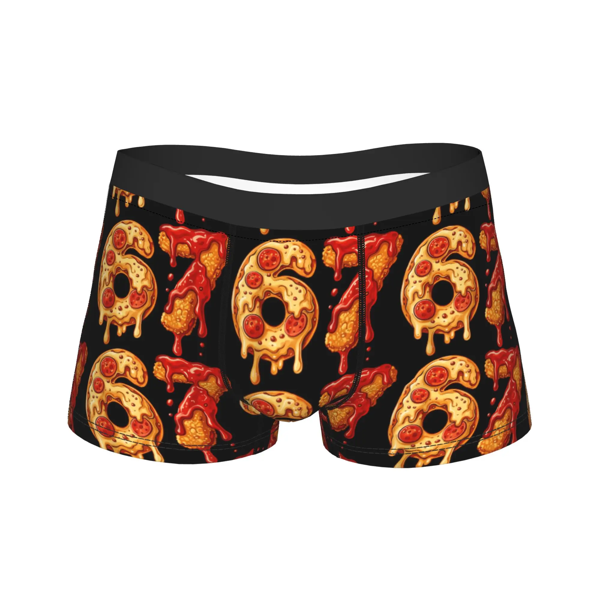 

67 Six Seven 67 Pizza Boxer Brief Underwear Hot Sale Male Breathable Trunk Printed Large Size Underpants