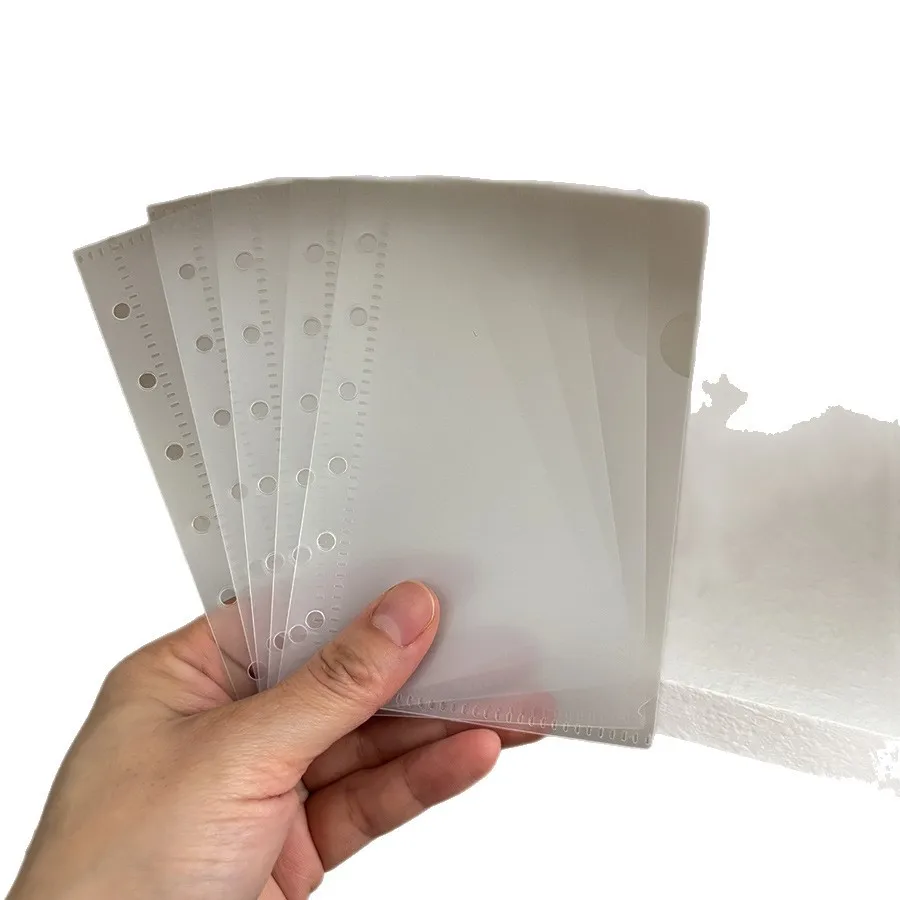 A5 A6 A7 5 szt. PP Matowe, 6-otworowe kieszenie do segregatora, wodoodporne kieszenie na dokumenty. — zdjęcie produktu 5