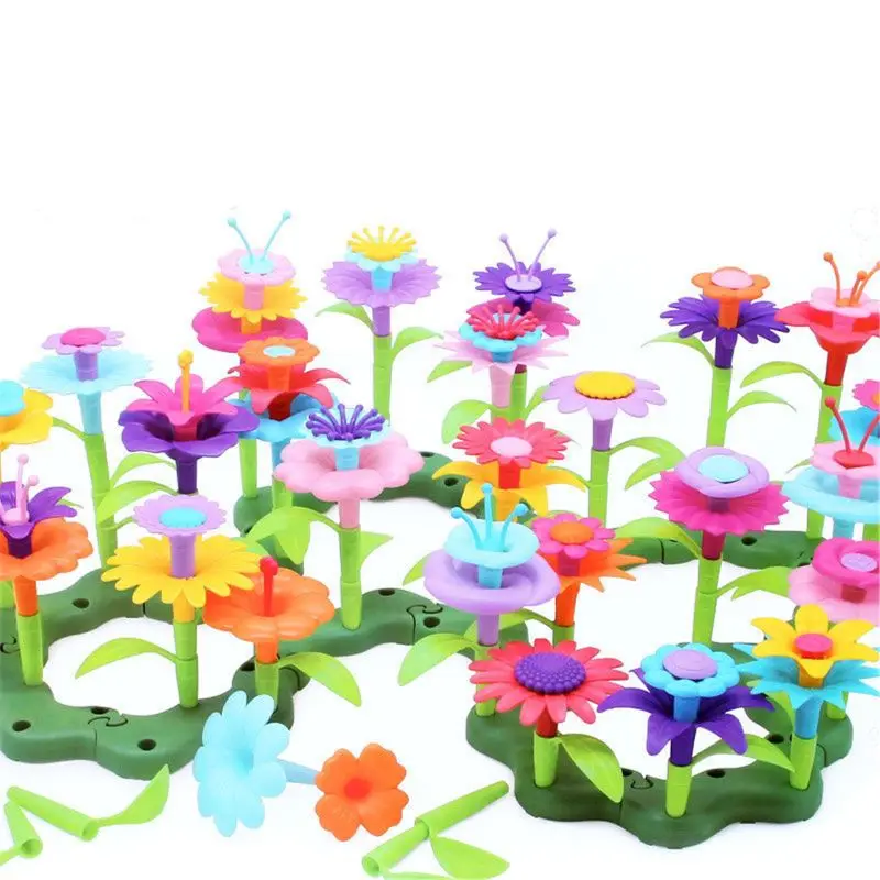 STEM Toy Flower Garden Stacking Block Plugging Puzzle Presente aniversário para crianças primárias