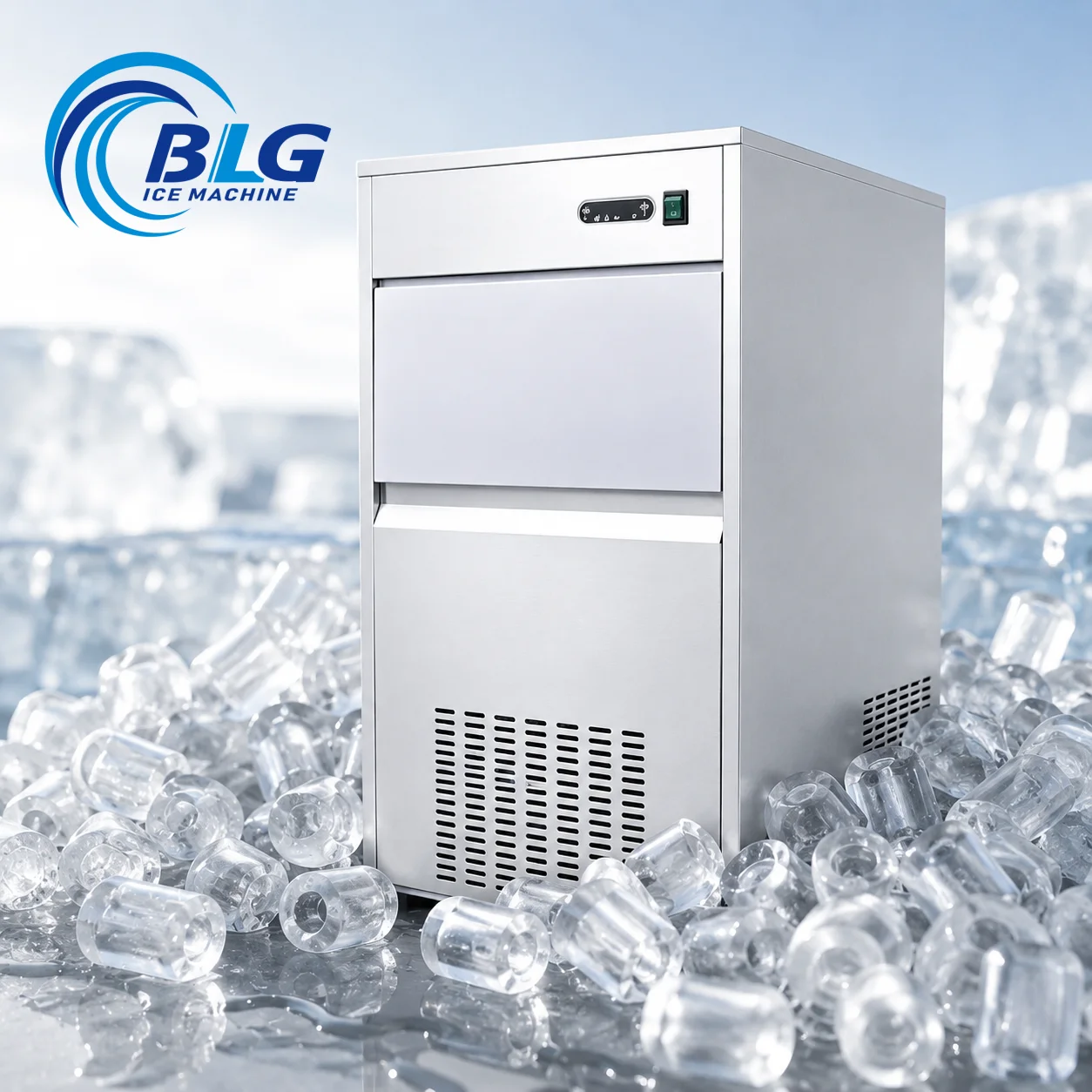 100kg High Capacity Commercial Bullet Ice Maker Stable Continuous Ice Production for Beverage Shop Business
