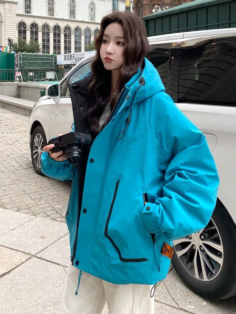 

Casual ex Workwear Sle Hooded down Jaet Autumn Winter Thiened Warm Polyester Fiber 90% White Du down Coat