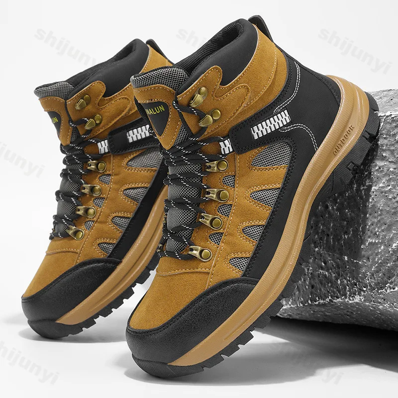 الخريف الرجال في الهواء الطلق حذاء من الجلد 2025 مريحة عدم الانزلاق حذاء كاجوال أحذية بوت قصيرة موضة عالية أعلى حذاء رياضي حجم كبير 39-48 #2