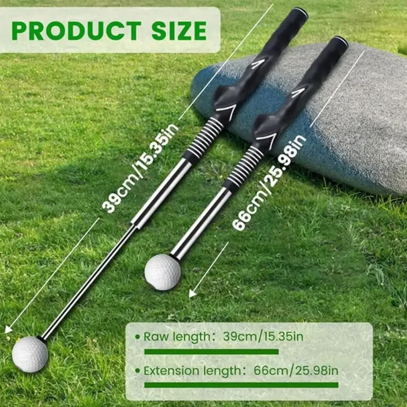 Retractable Golf Swing Training Aid With Click Feedback Strength&Tempo Training Golf Grip Trainer Portable Golf Alignment Sticks