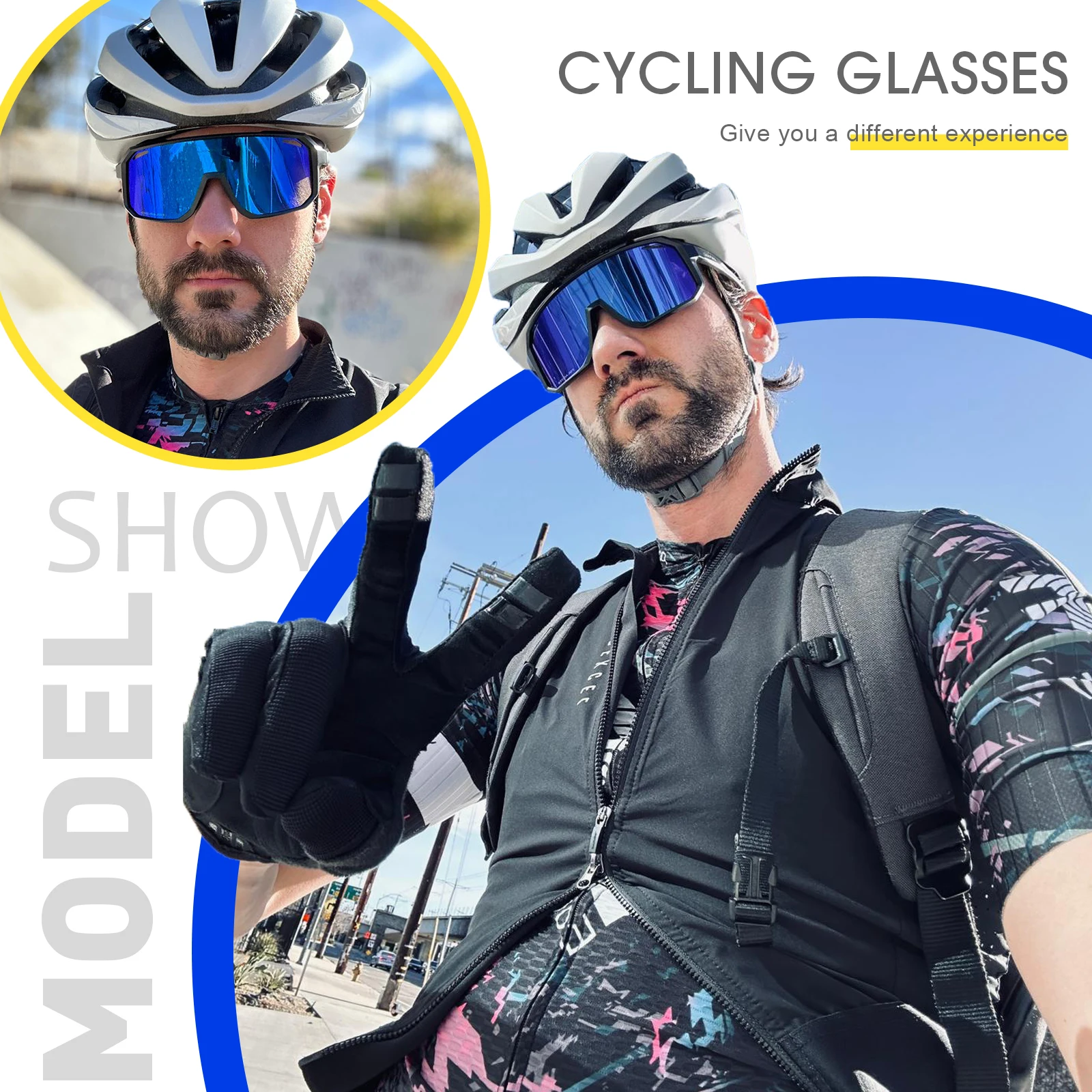 SCVCN Cycling Glasses Fashion Sunglasses for Men MTB Bike Road Bicycle Eyewear Cycle Goggles Sports UV400 Hunting Driving