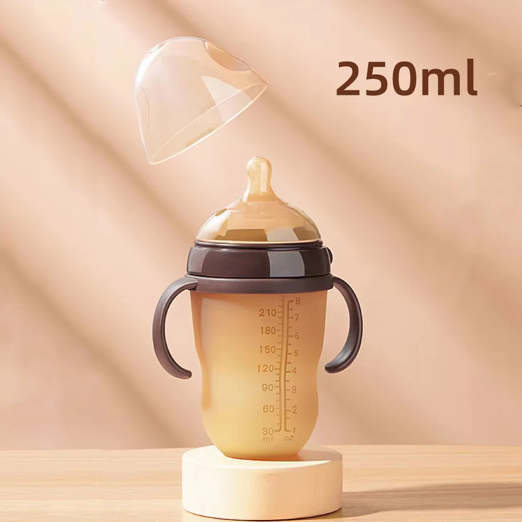 Nano Silver silicone nursing bottle weaning instrument newborn baby breast simulate real feeling nipple soft  0-9 Month250ML