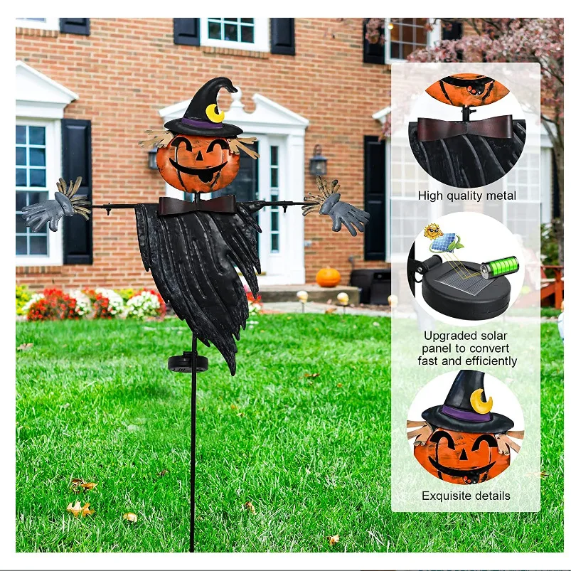 Solar Pumpkin Scarecrow Ground Lamp Luminous Decoration Halloween Outdoor Garden Scene Layout Atmosphere Props