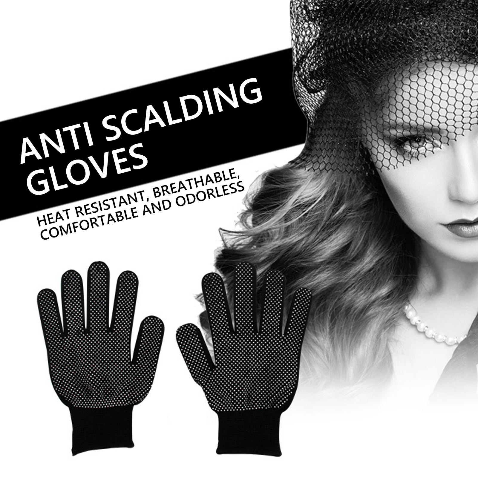 1Pair Hair Straightener Perm Curling Hairdressing Heat Resistant Finger Glove Hair Styling Tools Heatproof Protective Gloves