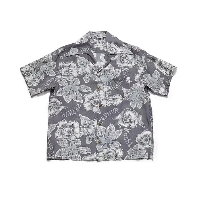 Japanese Vintage Flower Hawaiian Full Printed Loose Short Sleeve Shirt