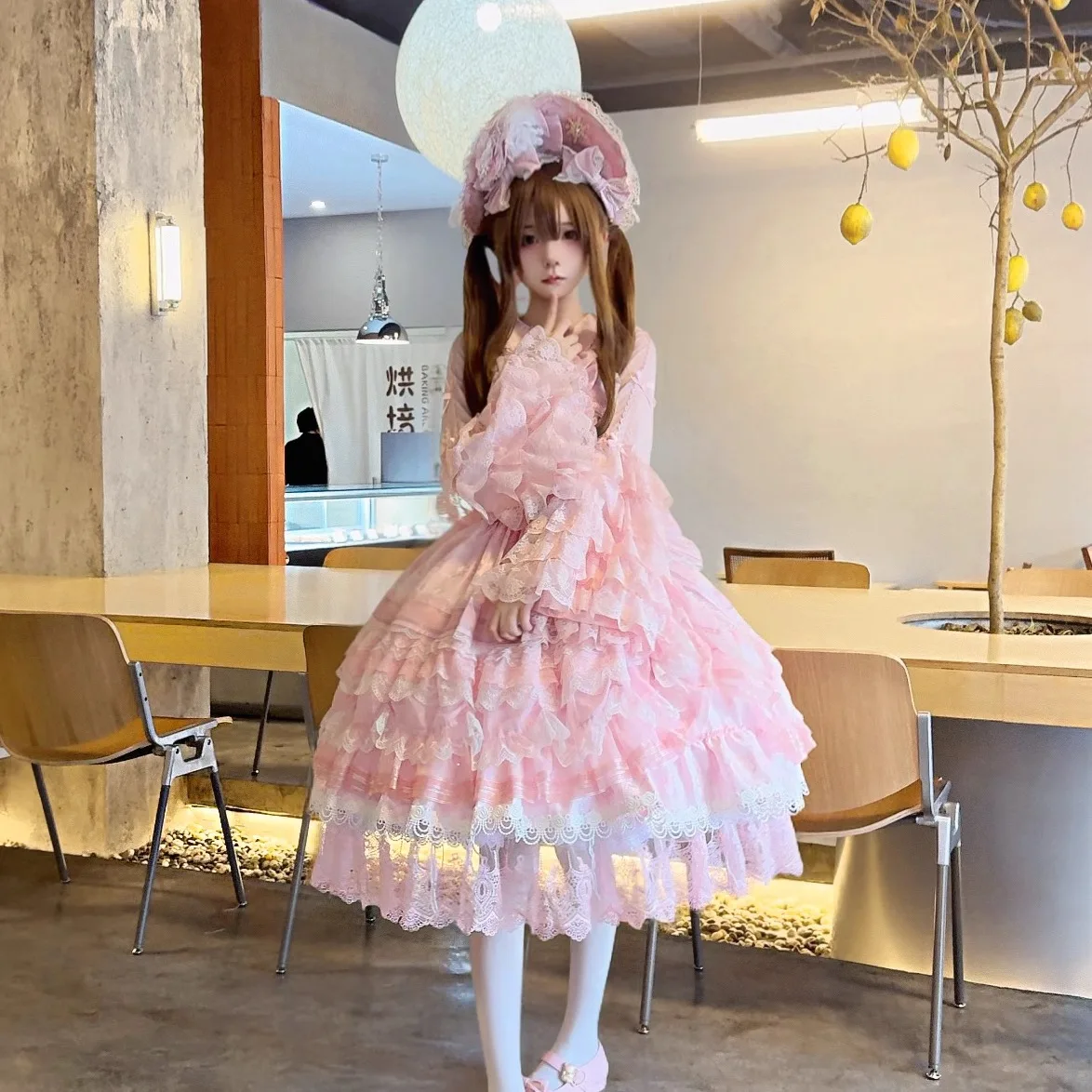 Original Japanese Lolita Style Bottoming Shirt Autumn New Sweet Cute Bow Lace Ji Sleeve Inner Shirt Blouses Camisas De Mujer