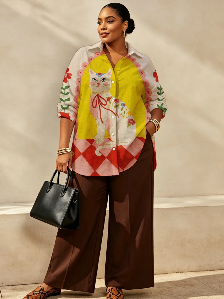 Blusa Mujer Tallas Grandes Manga Larga Oficina - close-up view