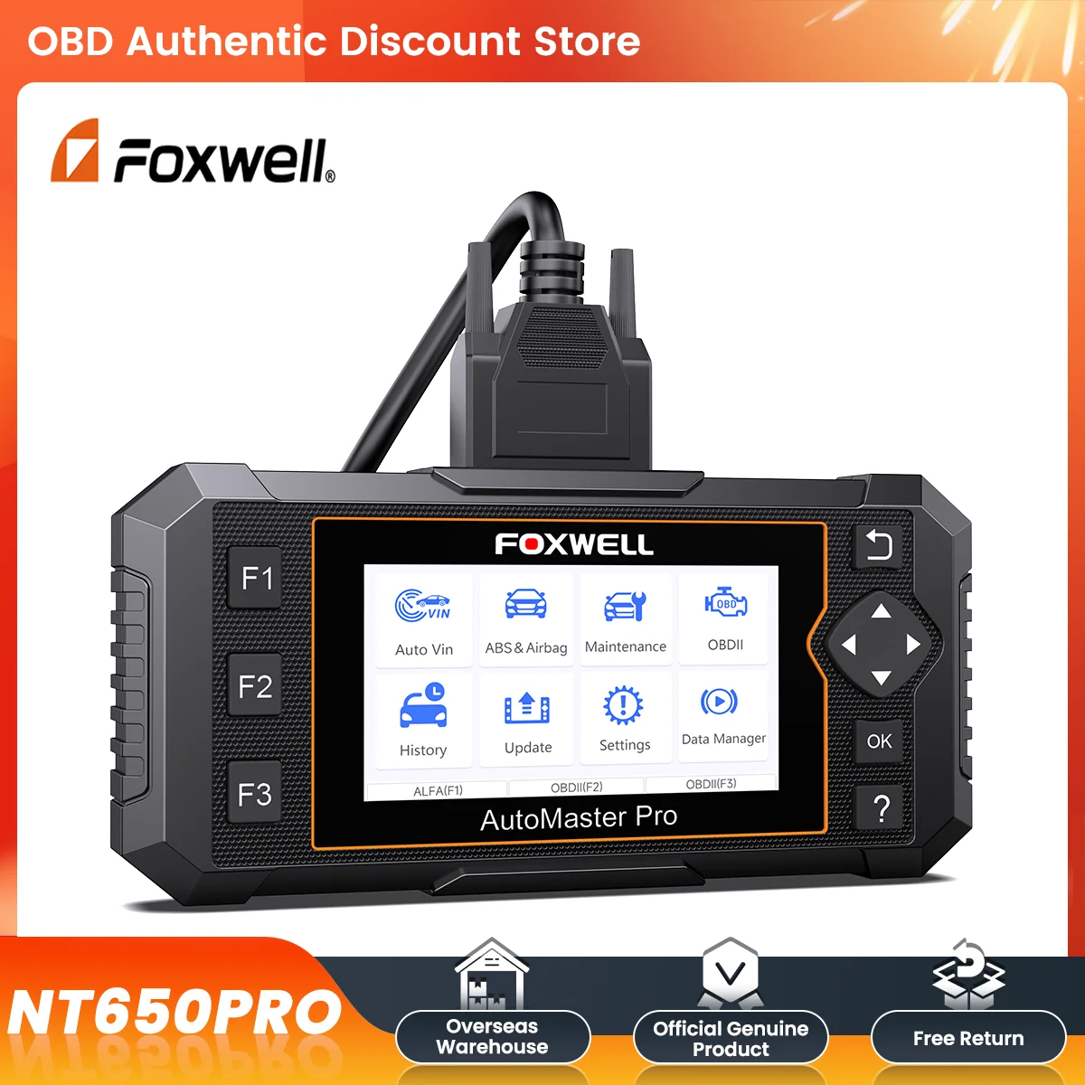 Foxwell NT650 Pro OBD2 Scanner Car Code Reader ABS SRS Bidirectional Test Automotive Scanner 25 Reset OBD2 Car Diagnostic Tool