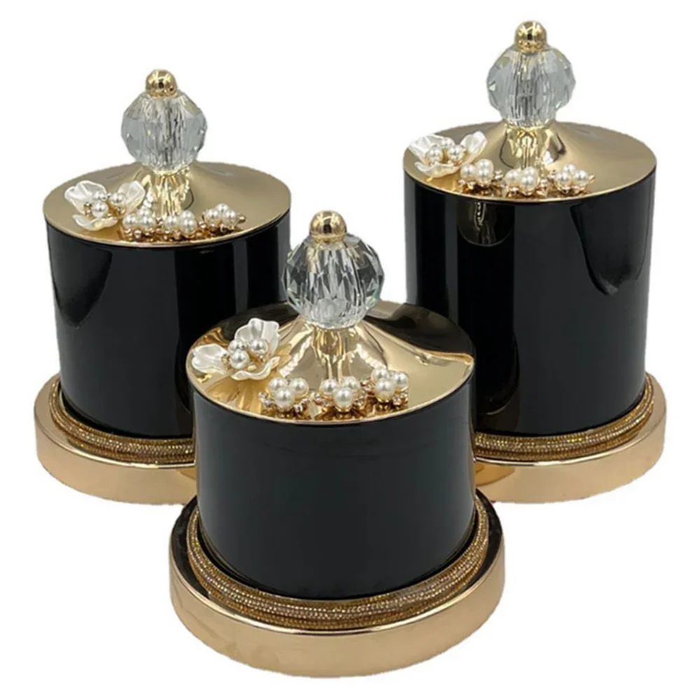 

Black Storage Jar Decoration Floral Handicraft Sealing Biscuit Decor