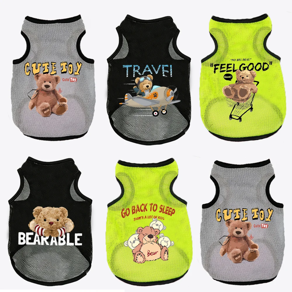 1 Pc Pet Summer Mesh Vest Cats & Dogs Lightweight Breathable T-shirt Promotes Cooling Suitable For Yorkshire Maltese Daily Wear